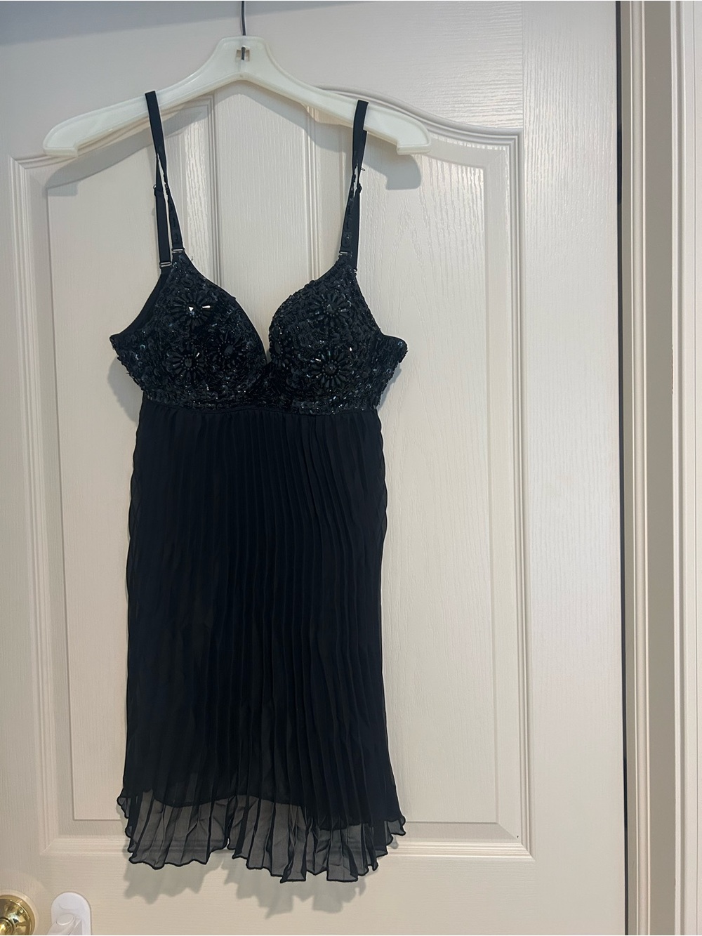Forever 21 Black Beaded Lace Pleated Chemise